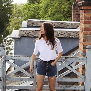 Denim distressed shorts